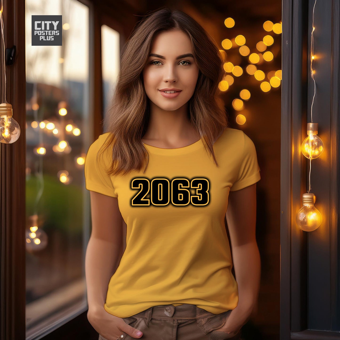 2063 Year Women T-Shirt (Golden Yellow)