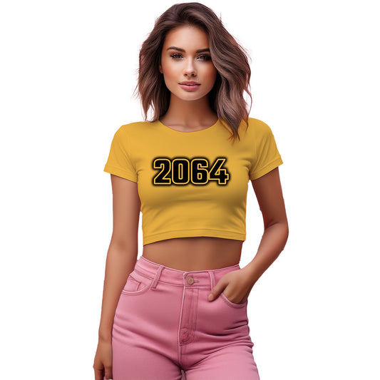 2064 Year Women Crop Top (Golden Yellow)