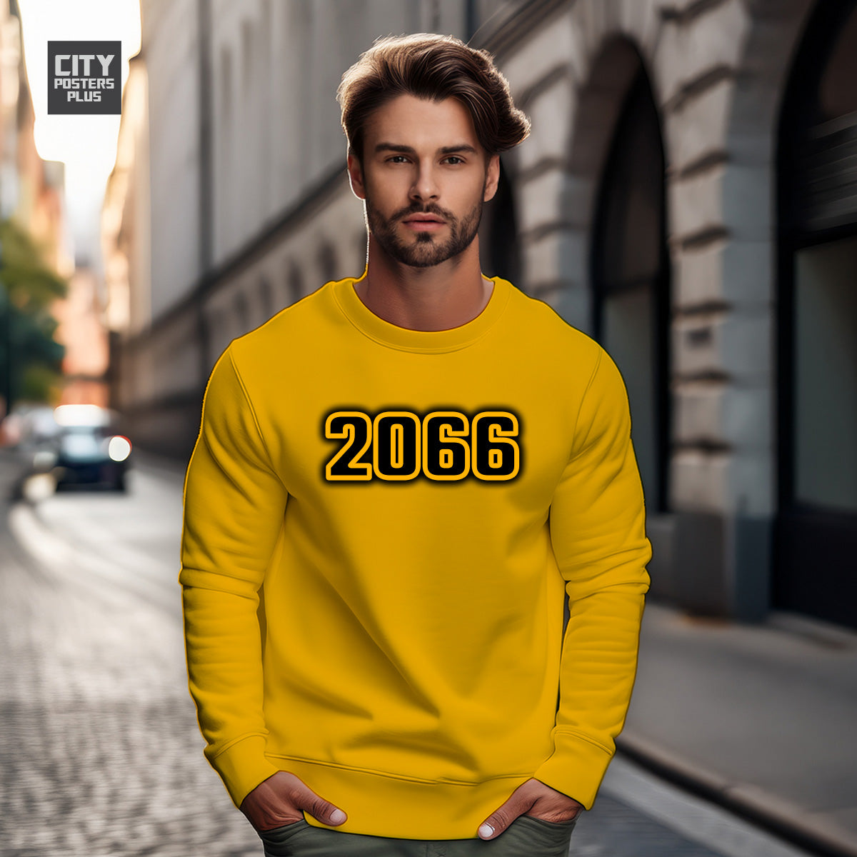 2066 Year Men Unisex Sweatshirt (Golden Yellow)