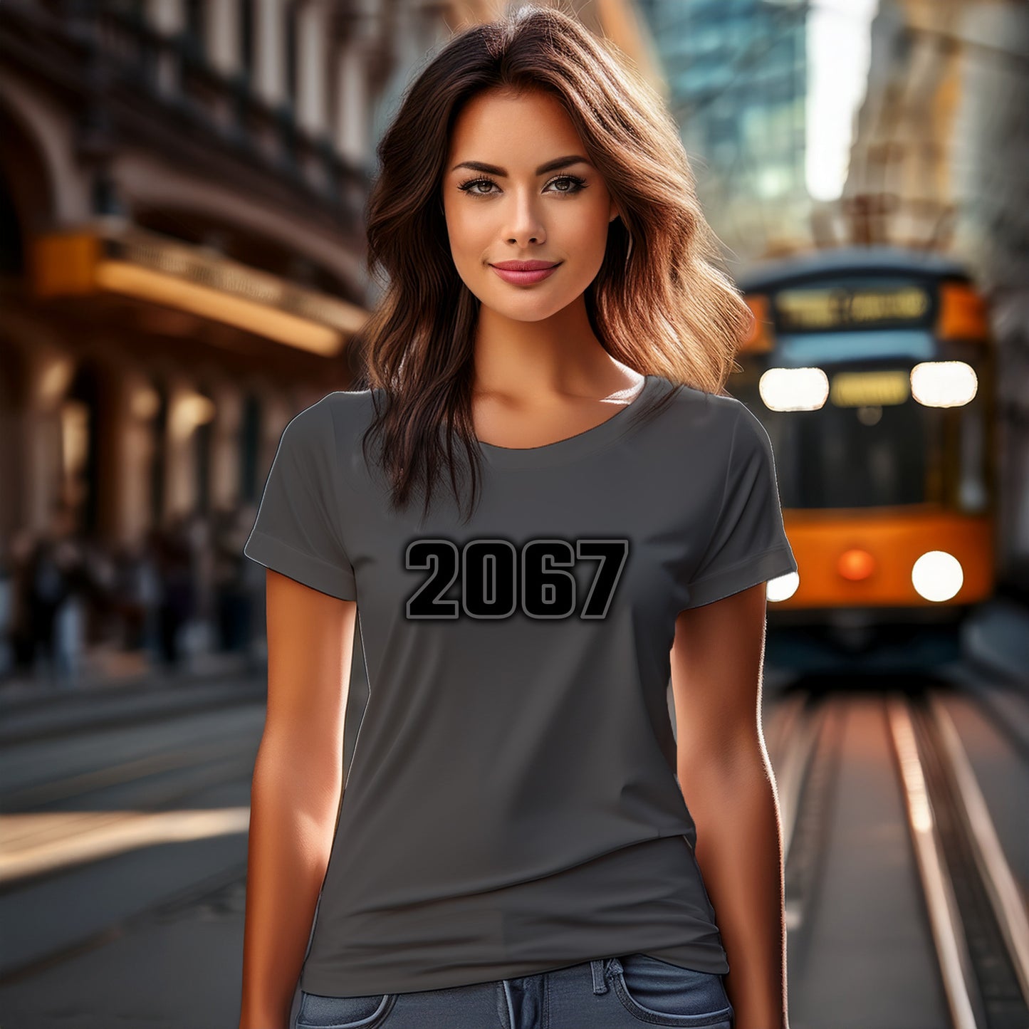 2067 Year Women T-Shirt (Charcoal Grey)