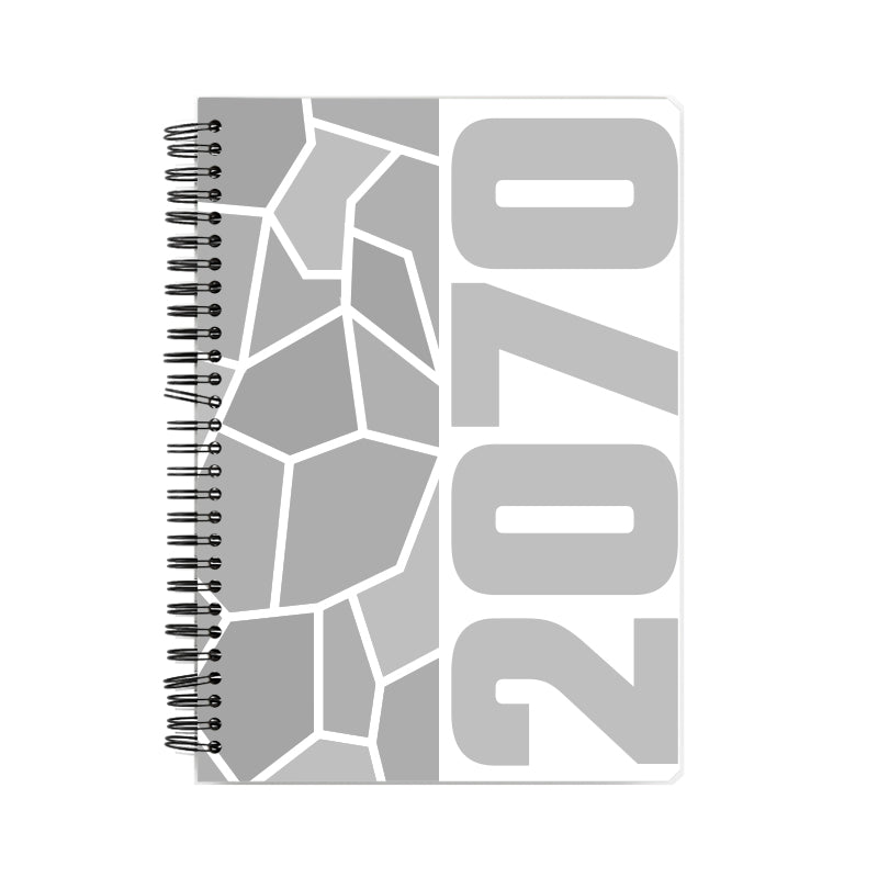 2070 Year Notebook (White, A5 Size, 100 Pages, Ruled)