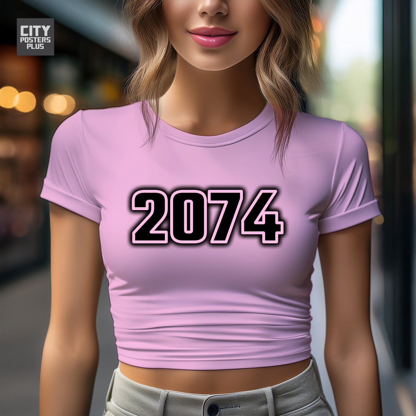 2074 Year Women Crop Top (Light Pink)