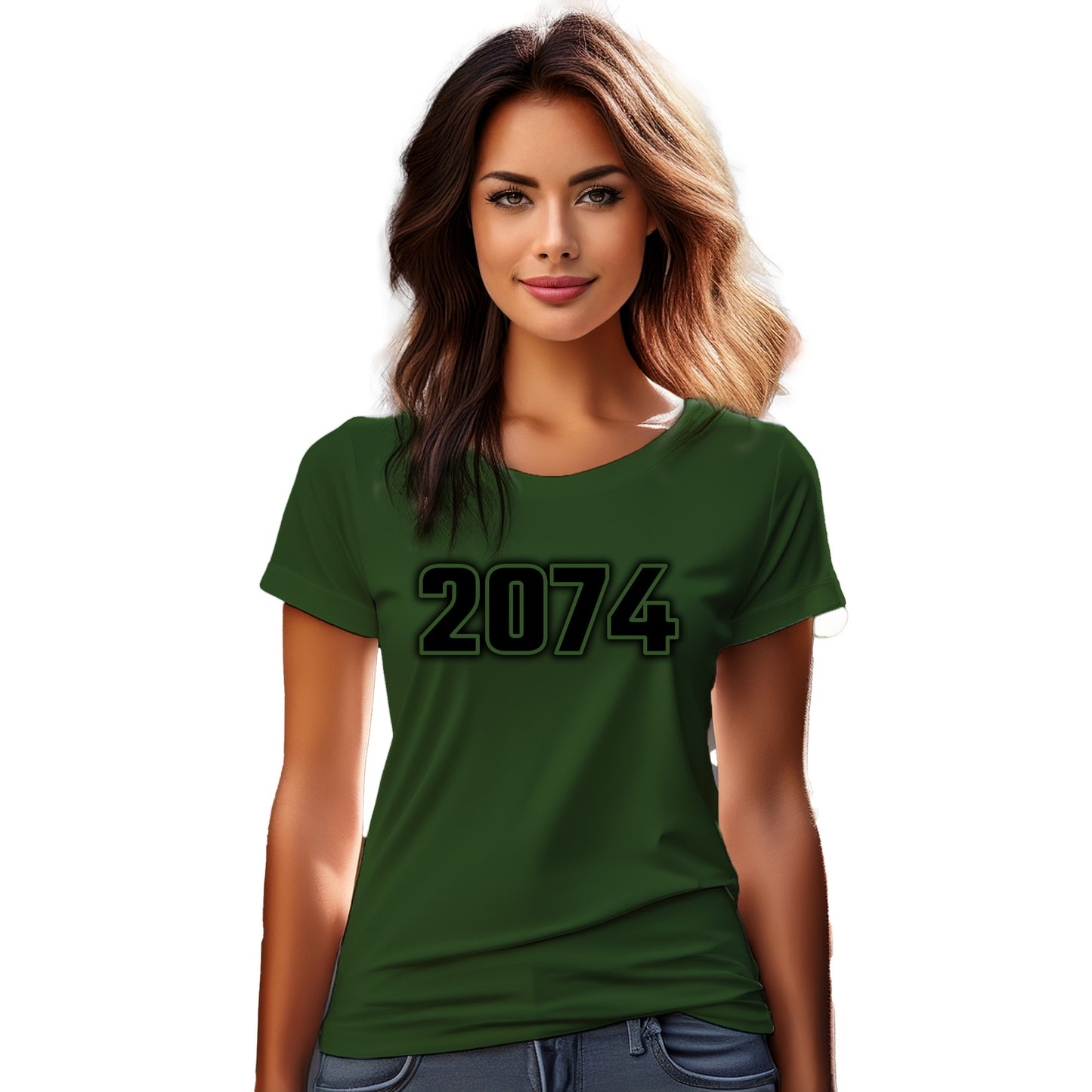 2074 Year Women T-Shirt (Olive Green)