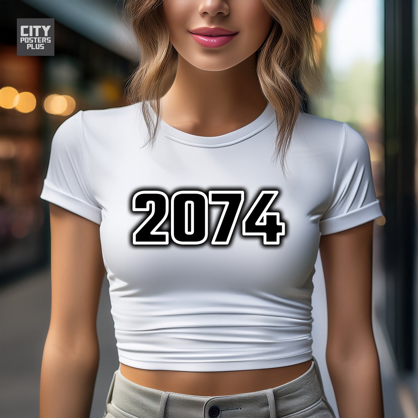 2074 Year Women Crop Top (White)