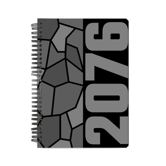 2076 Year Notebook (Black, A5 Size, 100 Pages, Ruled)