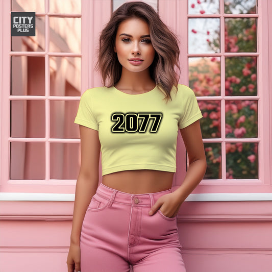 2077 Women Crop Top | Vintage Birth Year Shirt | City Posters Plus