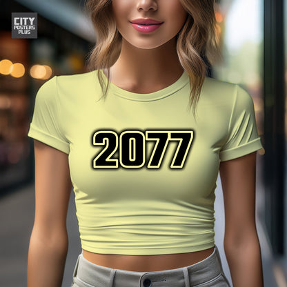 2077 Vintage Birth Year Women Crop Top | City Posters Plus