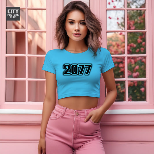 2077 Women Crop Top | Vintage Birth Year Shirt | City Posters Plus