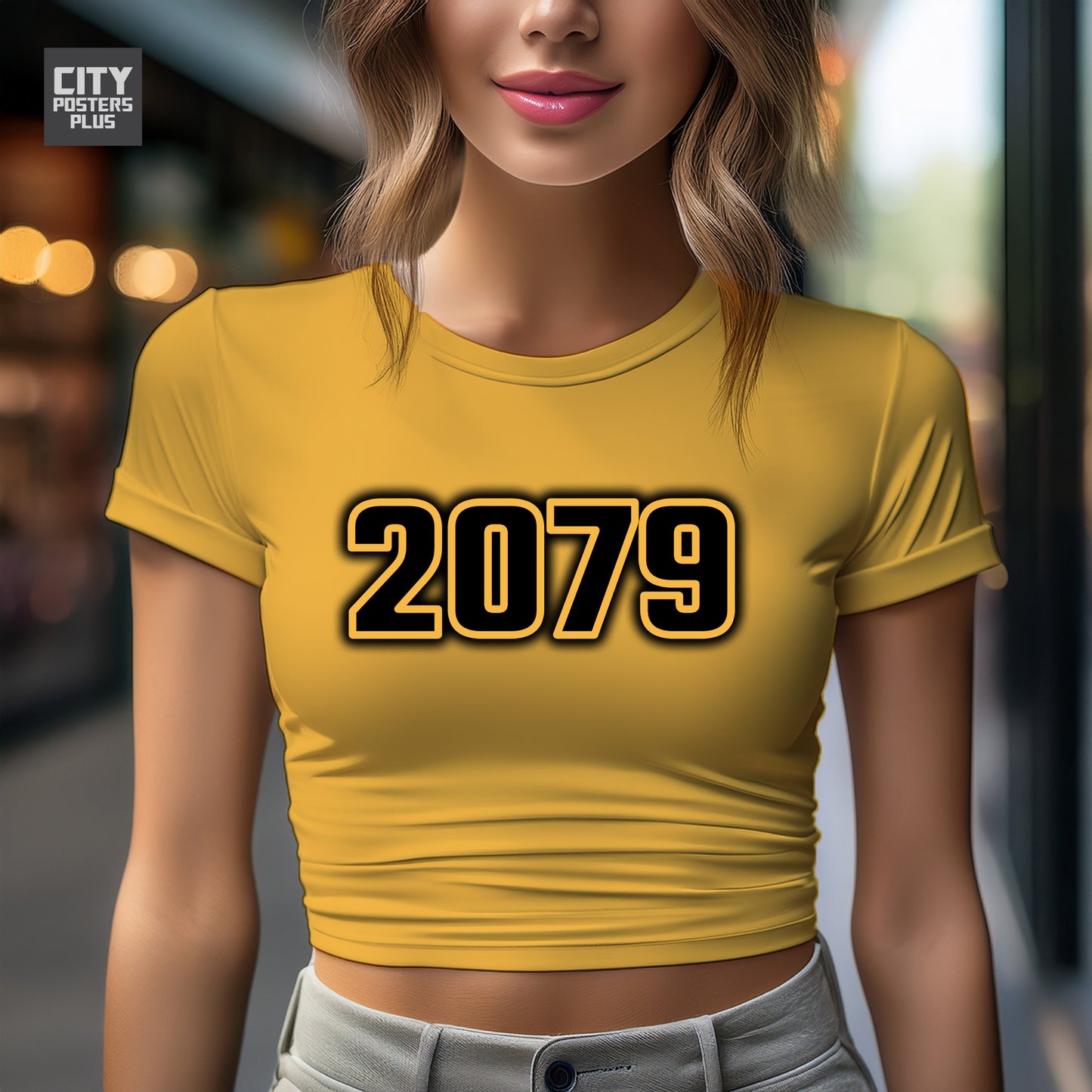 2079 Year Women Crop Top (Golden Yellow)
