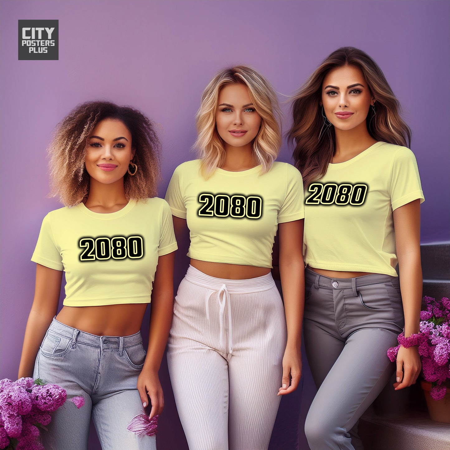 2080 Year Women Crop Top (Butter Yellow)