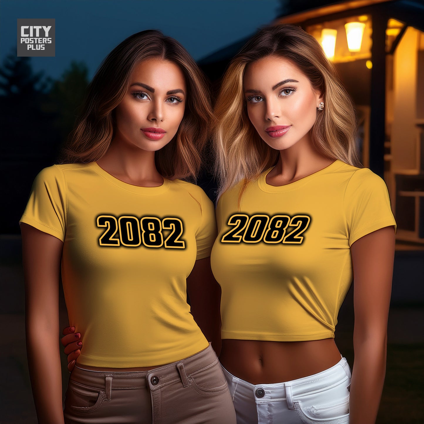2082 Year Women Crop Top (Golden Yellow)