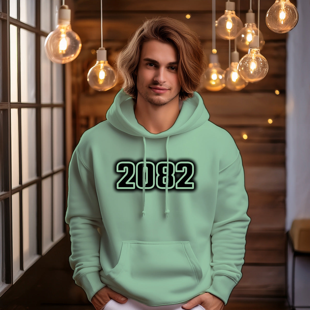 2082 Year Men Unisex Hoodie (Mint Green)