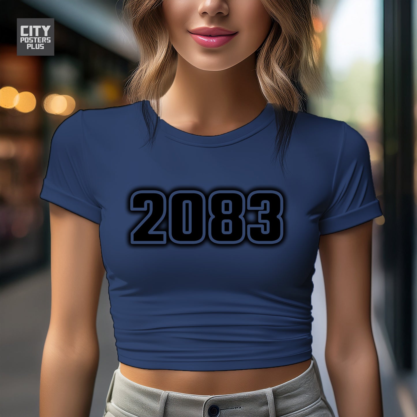 2083 Year Women Crop Top (Navy Blue)