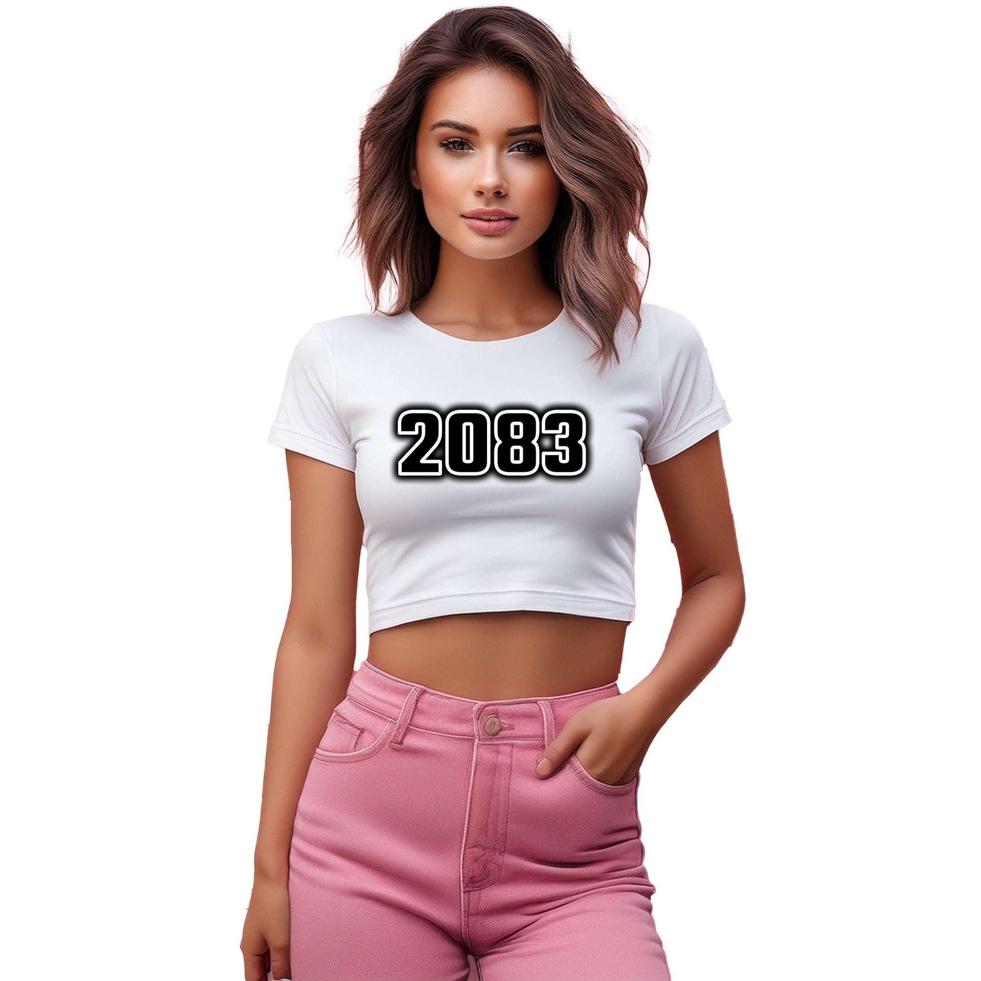2083 Year Women Crop Top (White)