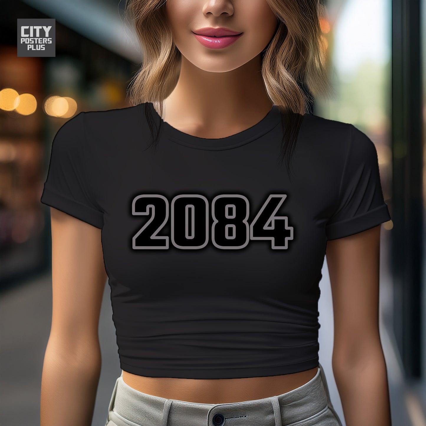 2084 Year Women Crop Top (Black)