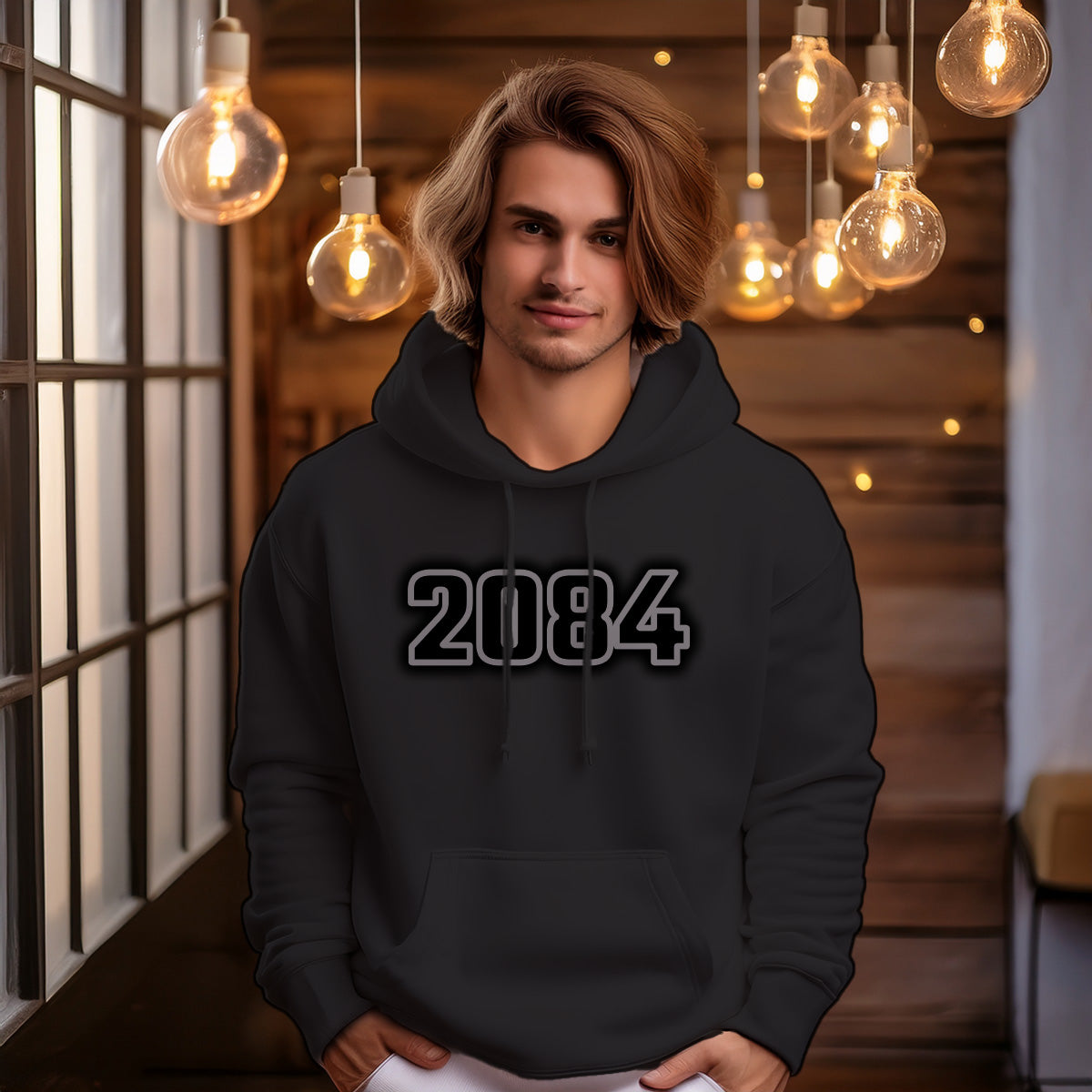 2084 Year Men Unisex Hoodie (Black)