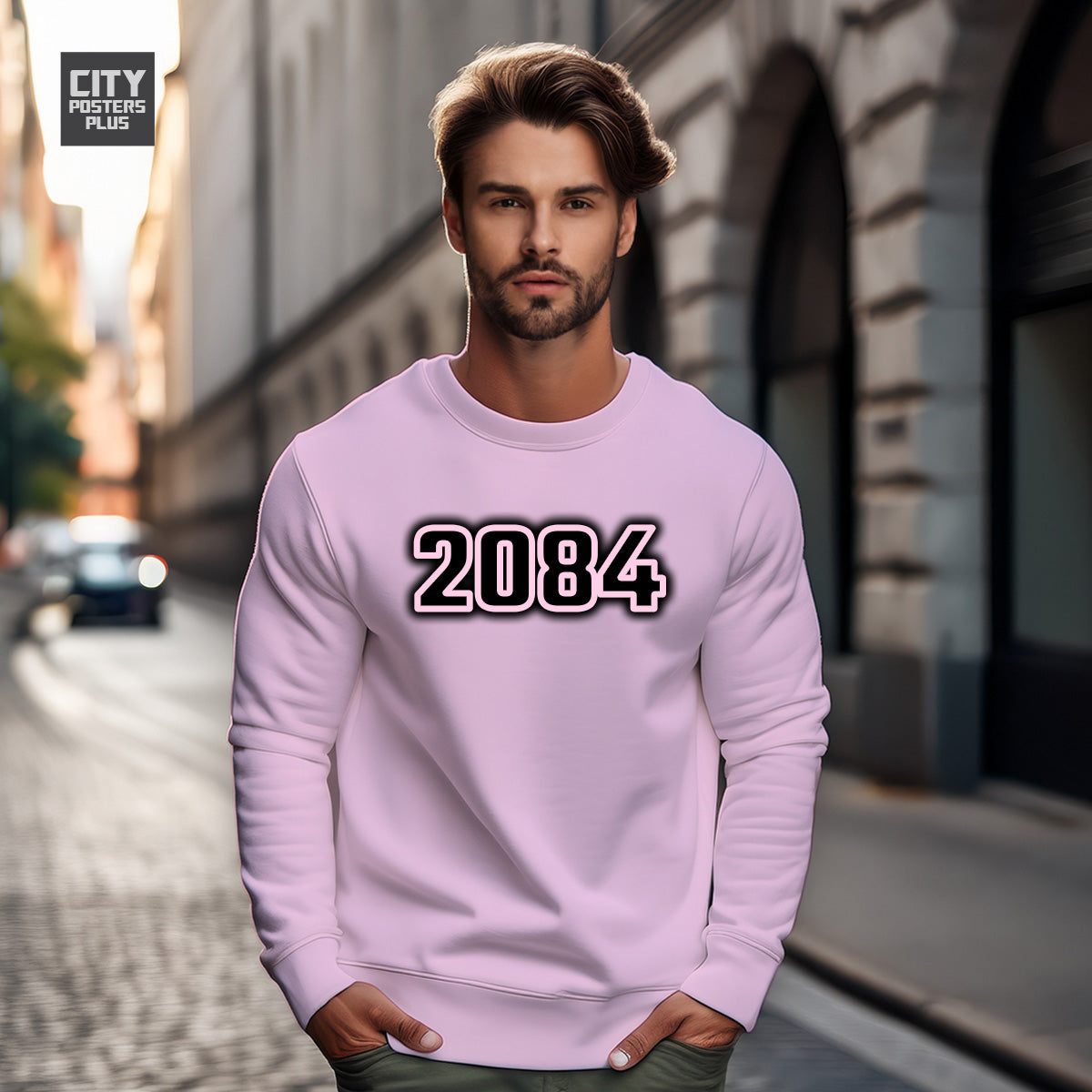 2084 Year Men Unisex Sweatshirt (Light Pink)