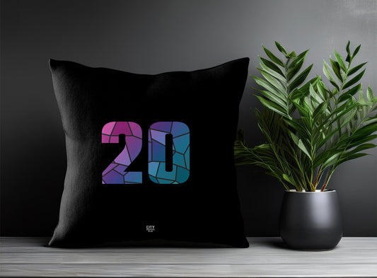 20 Number Pillow Case and Pillow Throw (Black)