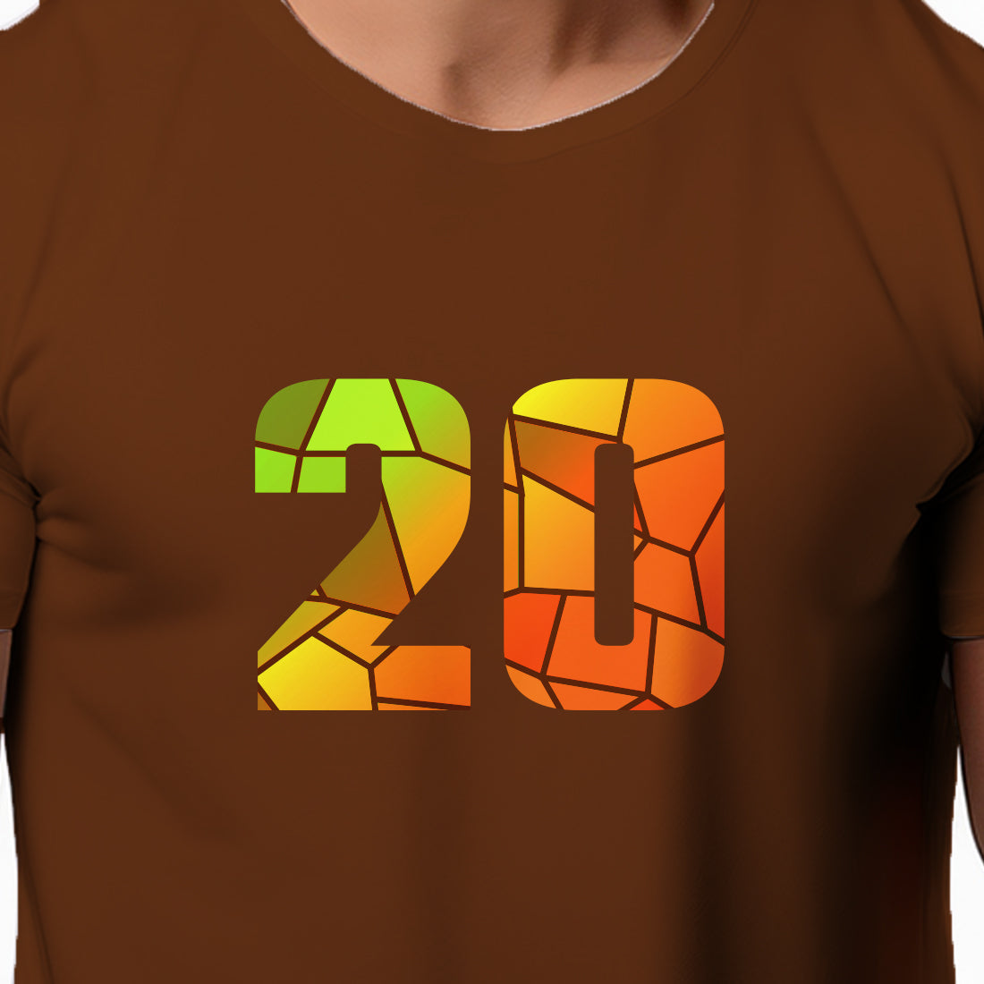 20 Number Men Unisex T-Shirt | Custom Number Graphic Tee (Brown)