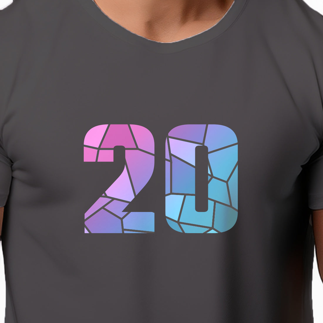 20 Number Men Unisex T-Shirt | Custom Number Graphic Tee (Charcoal Grey)