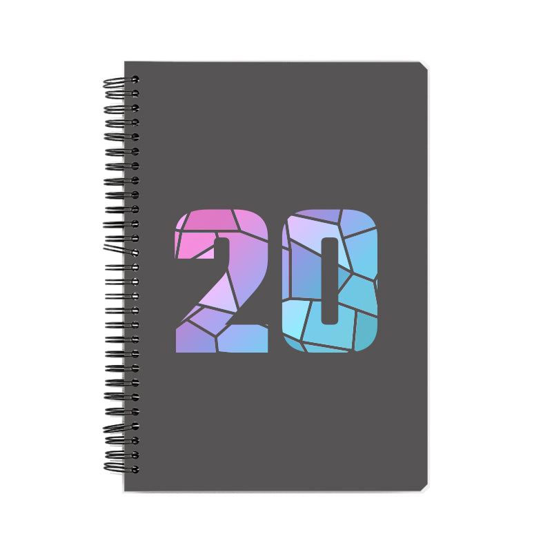 20 Number Notebook (Charcoal Grey, A5 Size, 100 Pages, Ruled, 6 Pack)