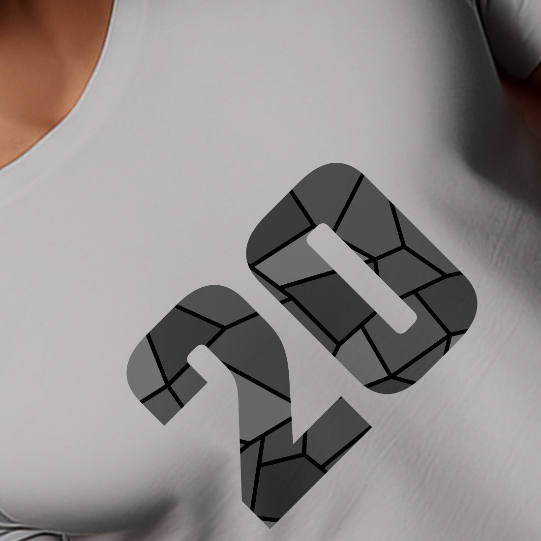 20 Number Men Unisex T-Shirt | Custom Number Graphic Tee (Melange Grey)
