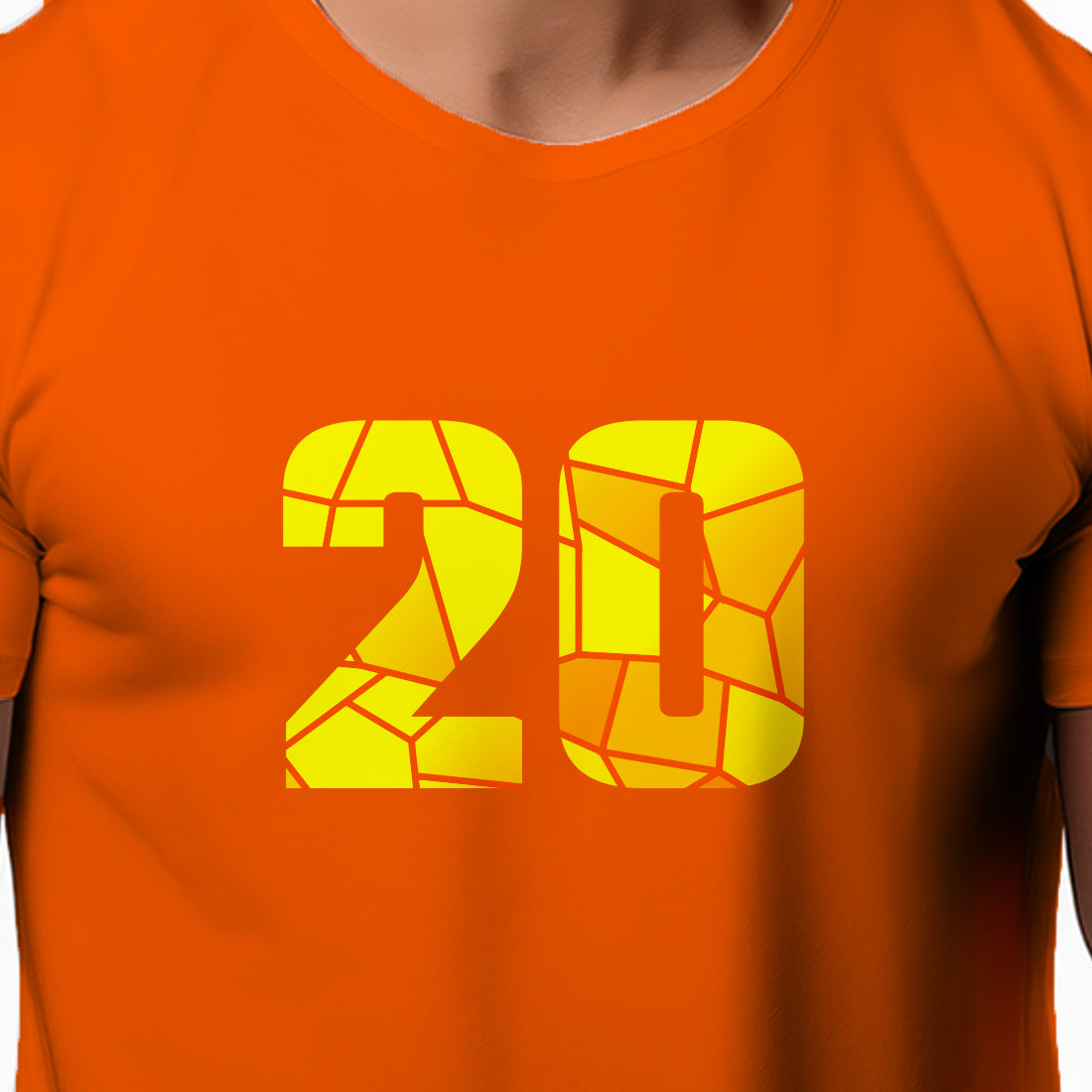 20 Number Men Unisex T-Shirt | Custom Number Graphic Tee (Orange)