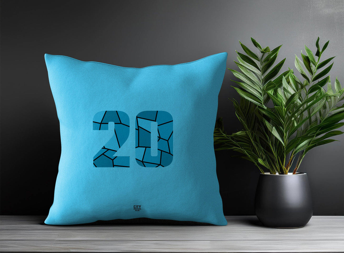 20 Number Pillow Case and Pillow Throw (Sky Blue)