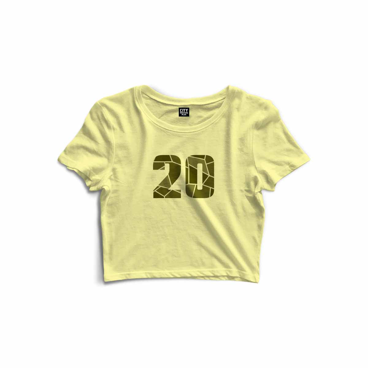 20 Number Women Crop Top (Butter Yellow)