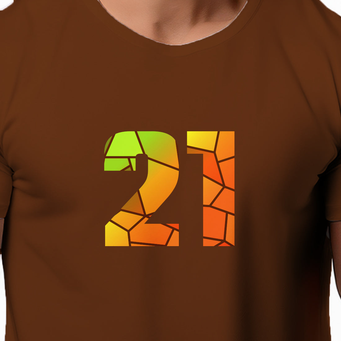 21 Number Men Unisex T-Shirt (Brown)