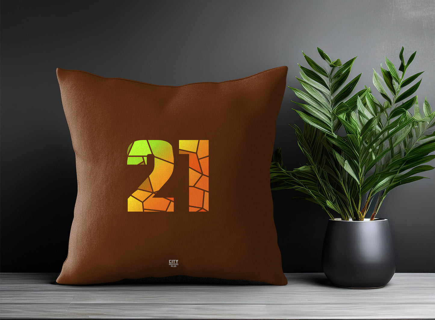 21 Number Pillow Case (Brown)