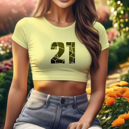 21 Number Women Crop Top (Butter Yellow)