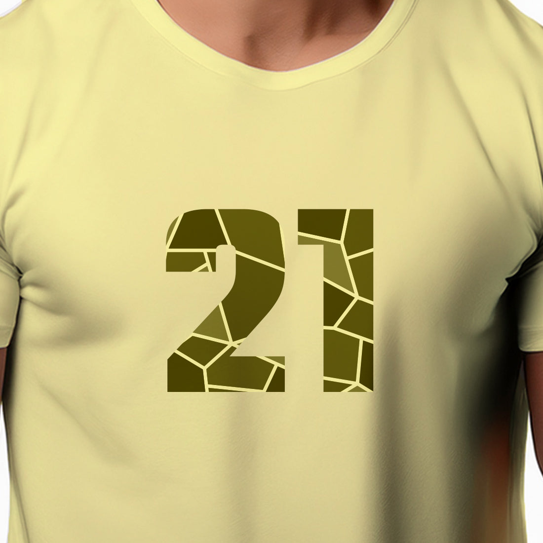 21 Number Men Unisex T-Shirt (Butter Yellow)