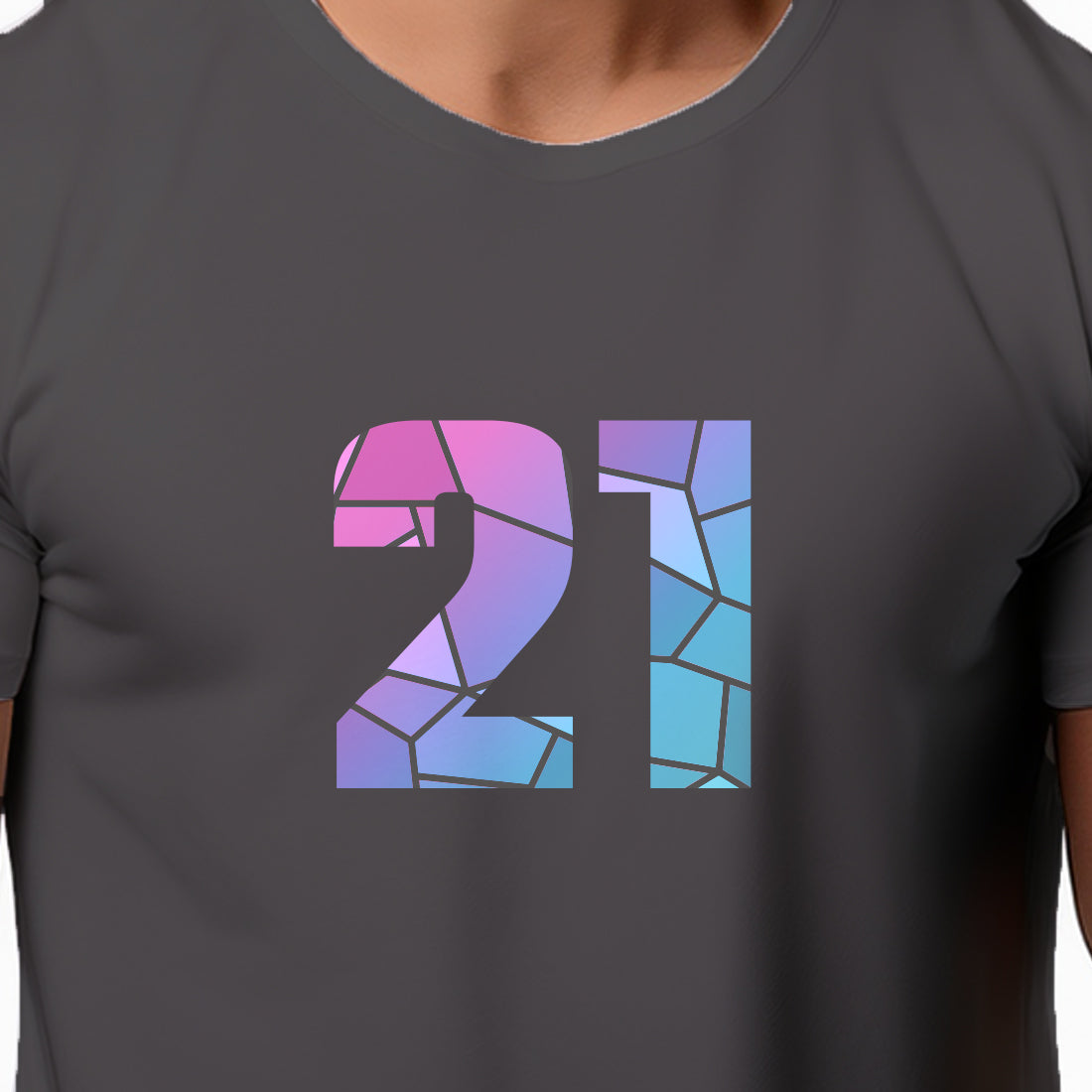 21 Number Men Unisex T-Shirt (Charcoal Grey)