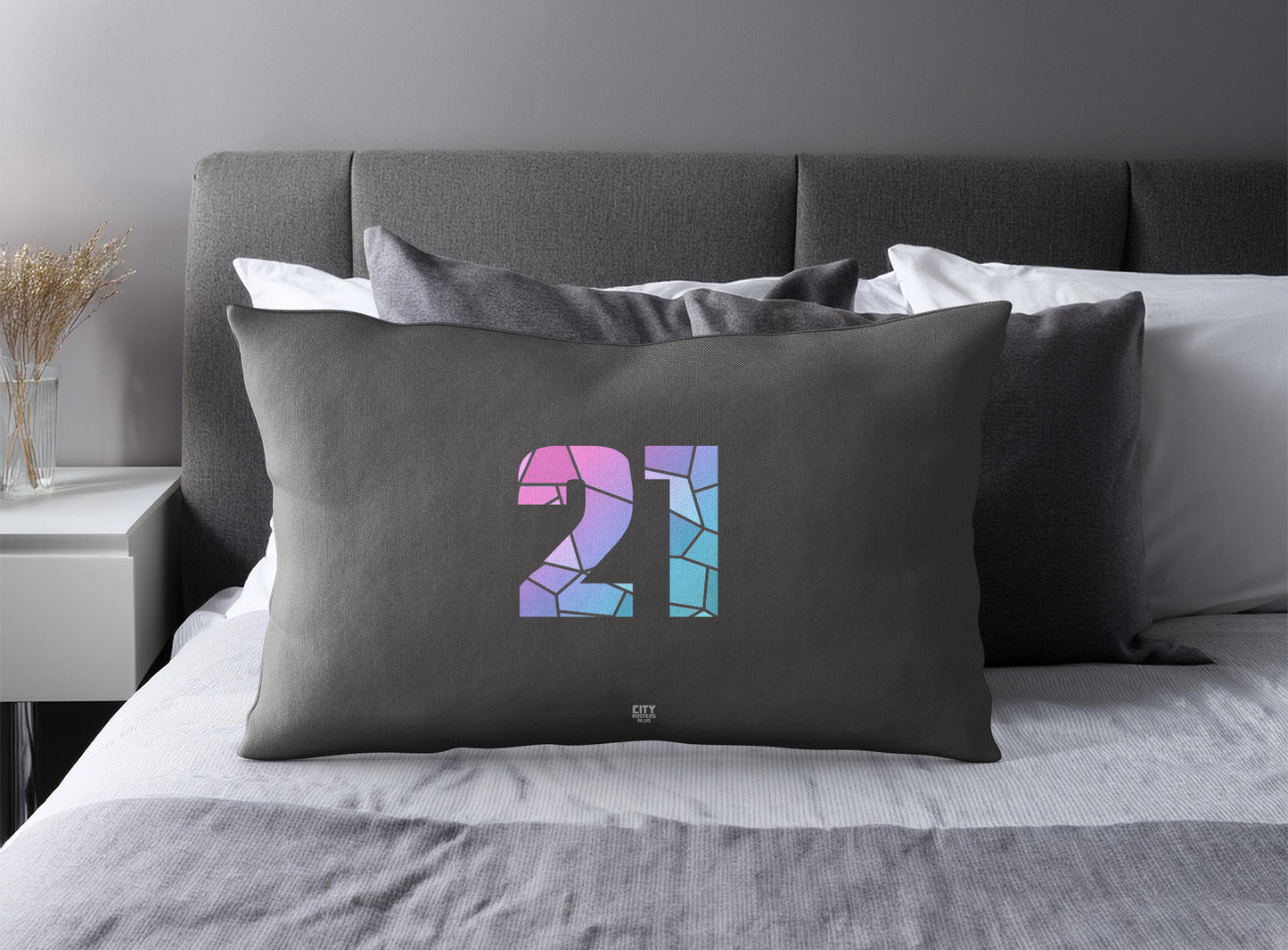 21 Number Pillow Case (Charcoal Grey)