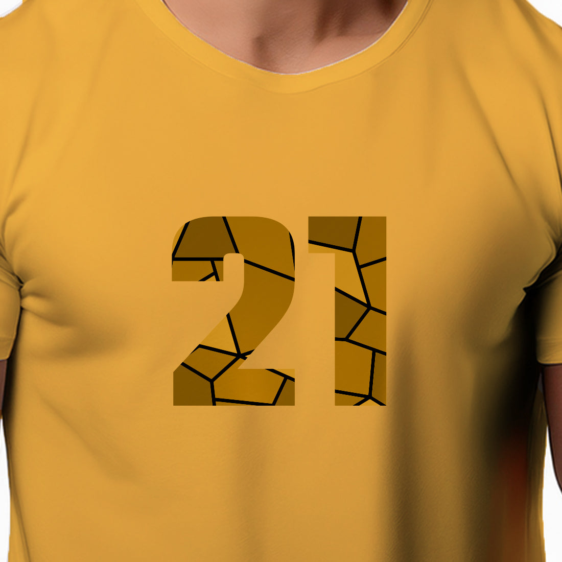 21 Number Men Unisex T-Shirt (Golden Yellow)