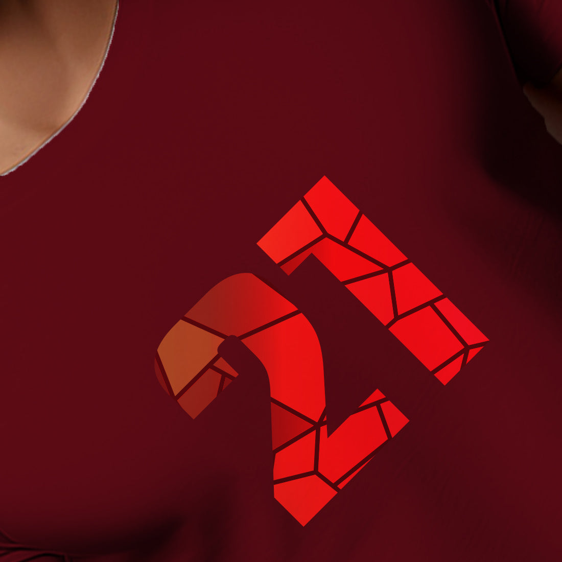 21 Number Men Unisex T-Shirt (Maroon)