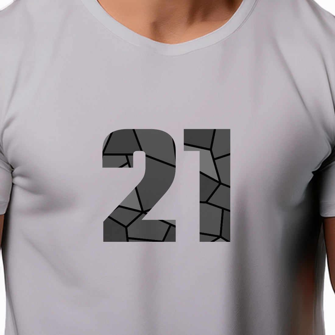 21 Number Men Unisex T-Shirt (Melange Grey)