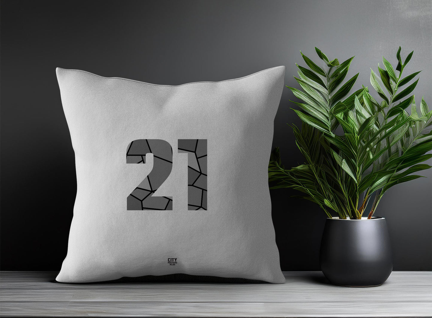 21 Number Pillow Case and Pillow Throw (Melange Grey)