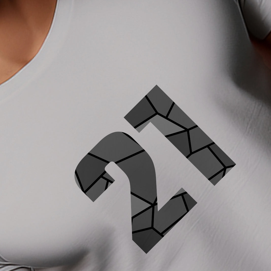 21 Number Men Unisex T-Shirt (Melange Grey)