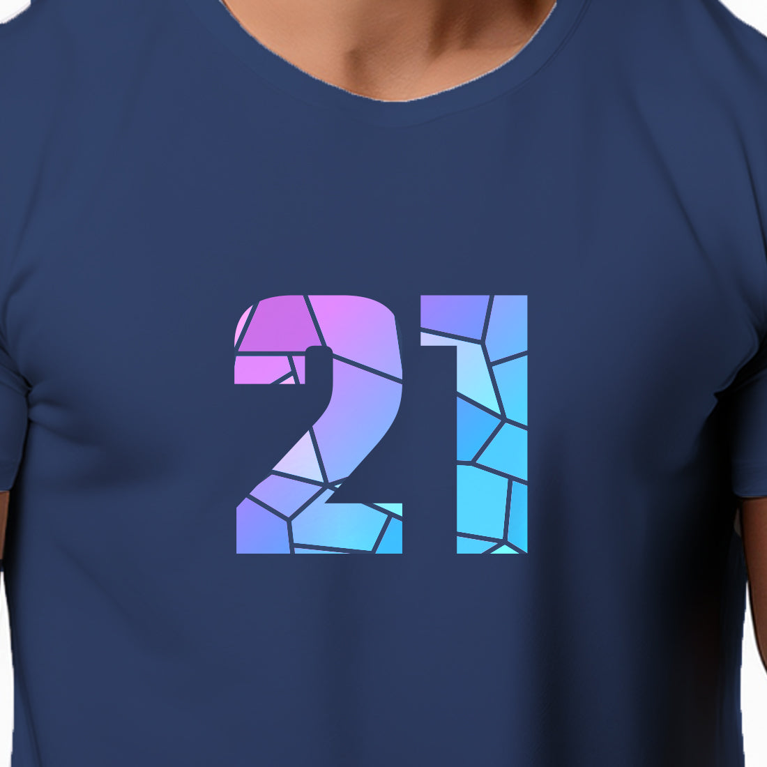 21 Number Men Unisex T-Shirt (Navy Blue)