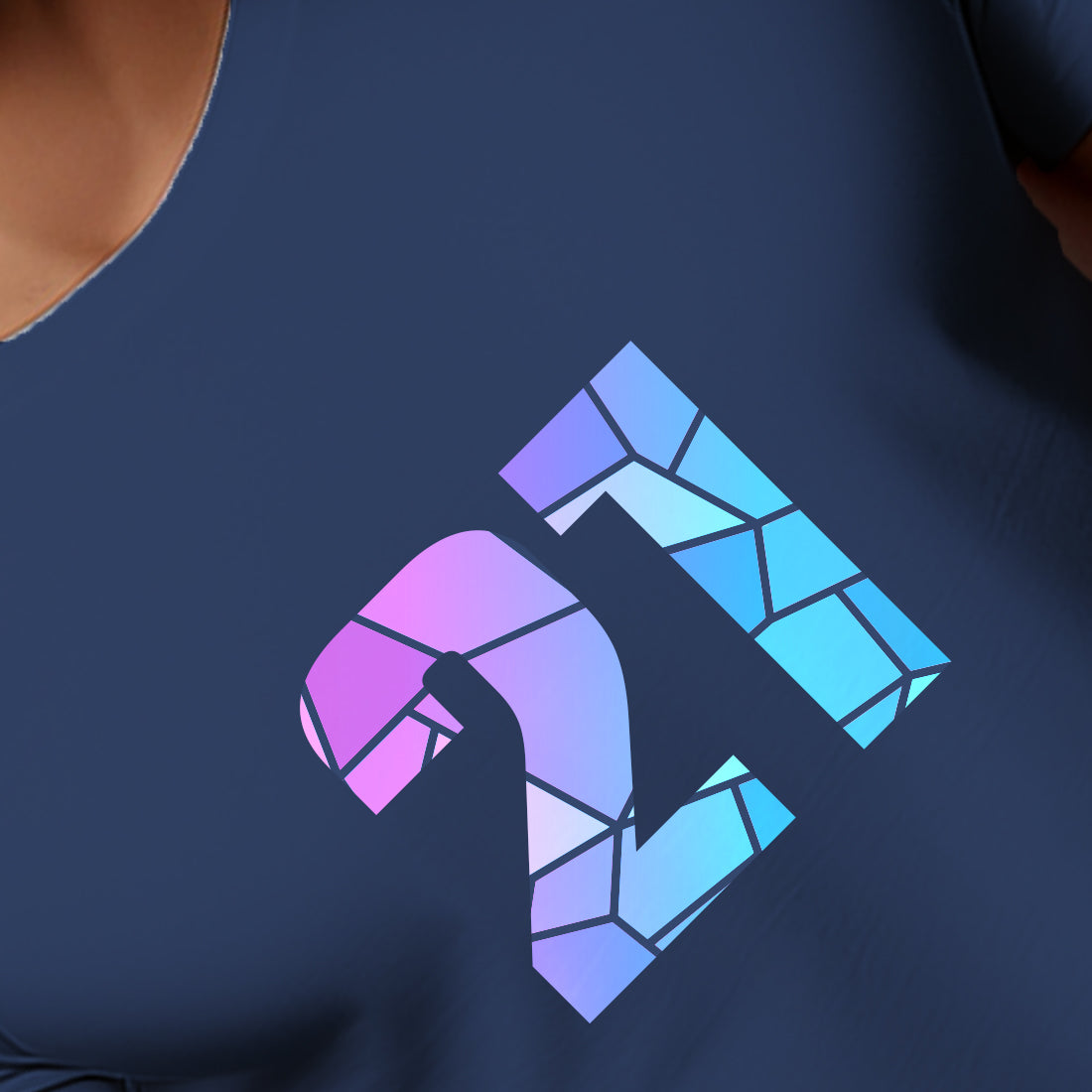 21 Number Men Unisex T-Shirt (Navy Blue)