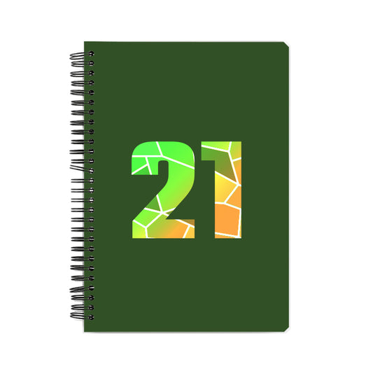 21 Number Notebook (Olive Green, A5 Size, 100 Pages, Ruled, 6 Pack)