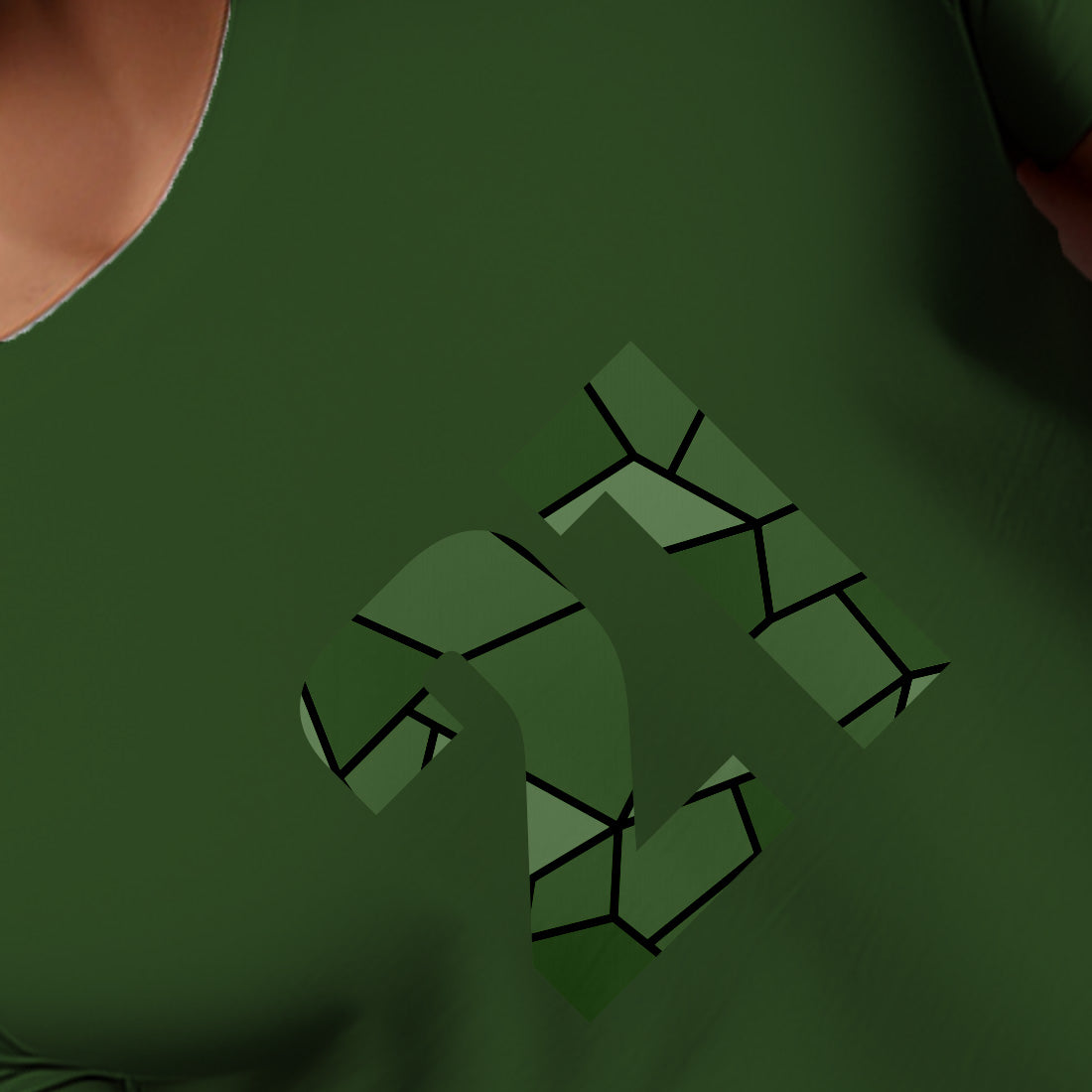 21 Number Men Unisex T-Shirt (Olive Green)