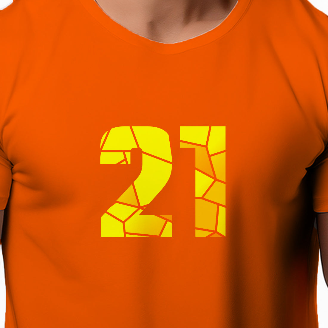 21 Number Men Unisex T-Shirt (Orange)