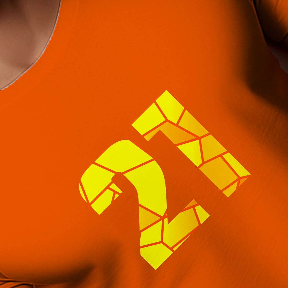 21 Number Men Unisex T-Shirt (Orange)