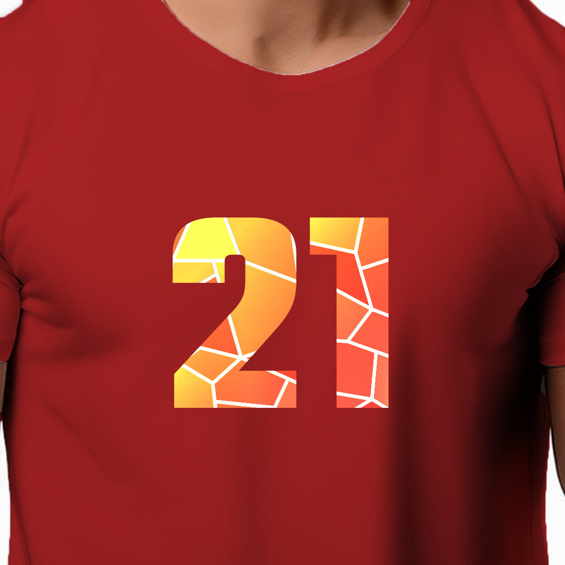 21 Number Men Unisex T-Shirt (Red)
