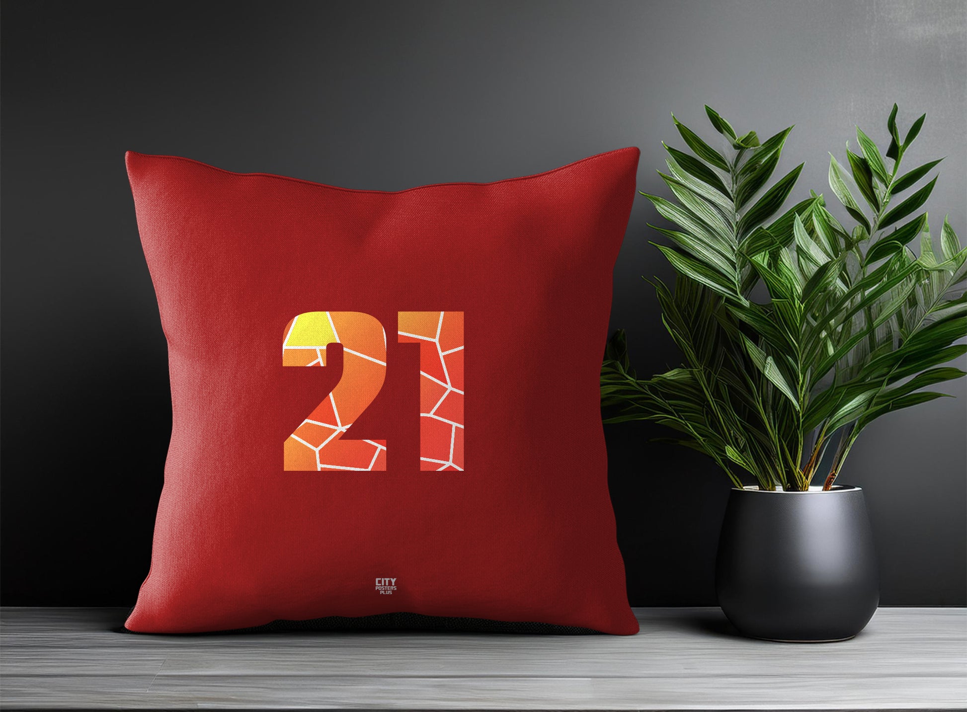 21 Number Pillow Case and Pillow Throw (Red)