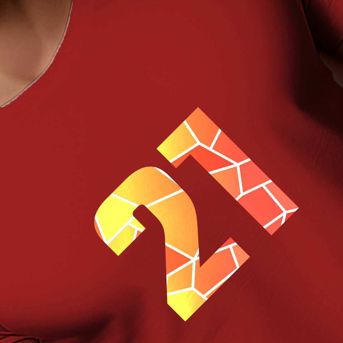 21 Number Men Unisex T-Shirt (Red)