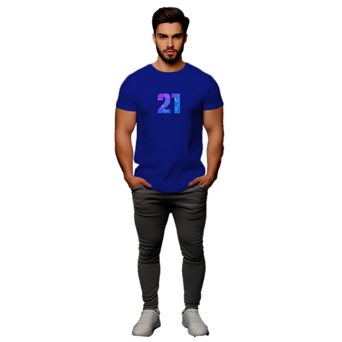 21 Number Men Unisex T-Shirt (Royal Blue)